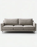 Grijze stoffen bank met drie zitplaatsen afmetingen 200 x 90 x 85cm
