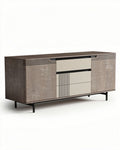 Houten dressoir met witte lades en metalen poten 150 x 40 x 80cm