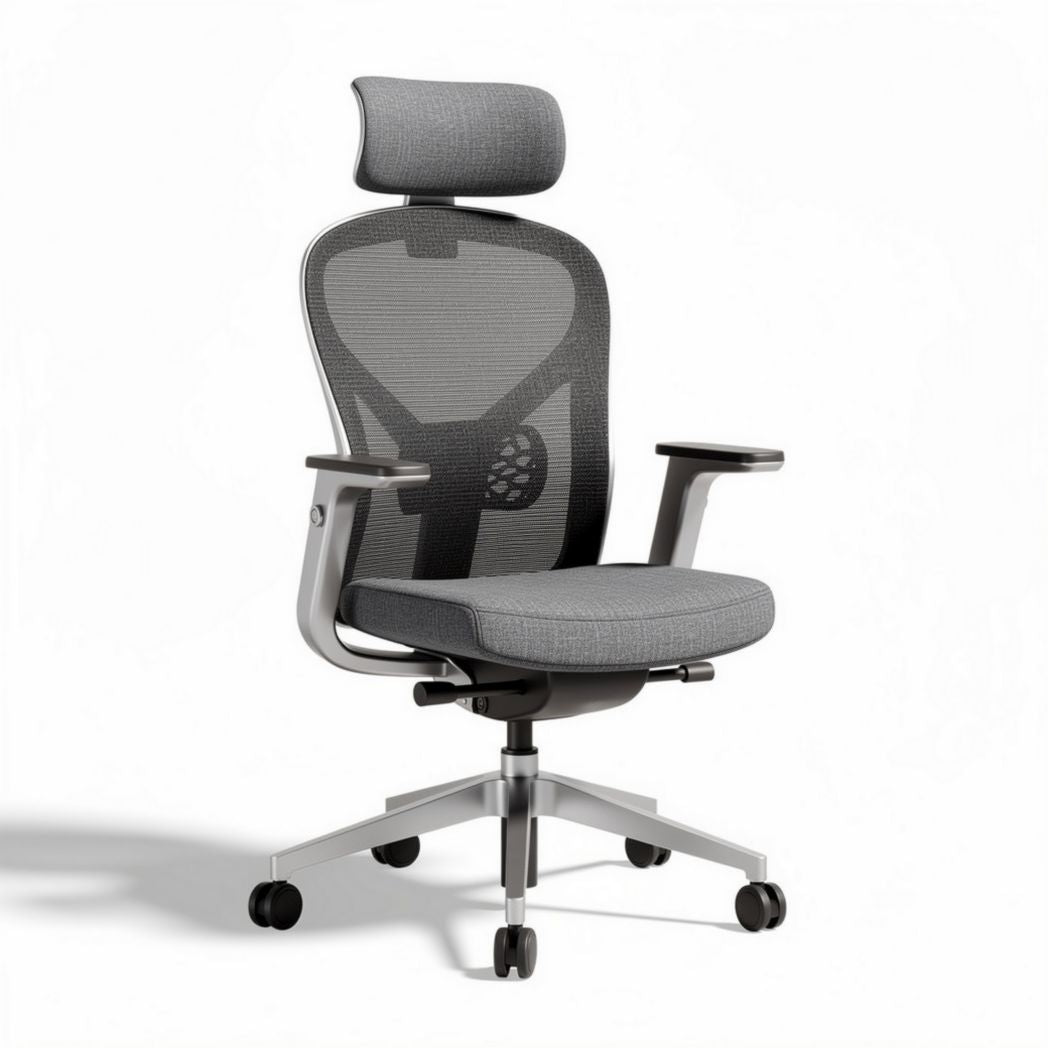 Ergonomische bureaustoel met mesh rugleuning en verstelbare armsteunen grijs 70 x 60 x 120cm