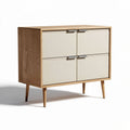Houten kast met vier deuren en handgrepen 80 x 40 x 75cm crème en naturel eiken