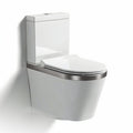 Hangtoilet met sluitdeur in wit keramiek en roestvrijstalen rand 60 x 35 x 40cm