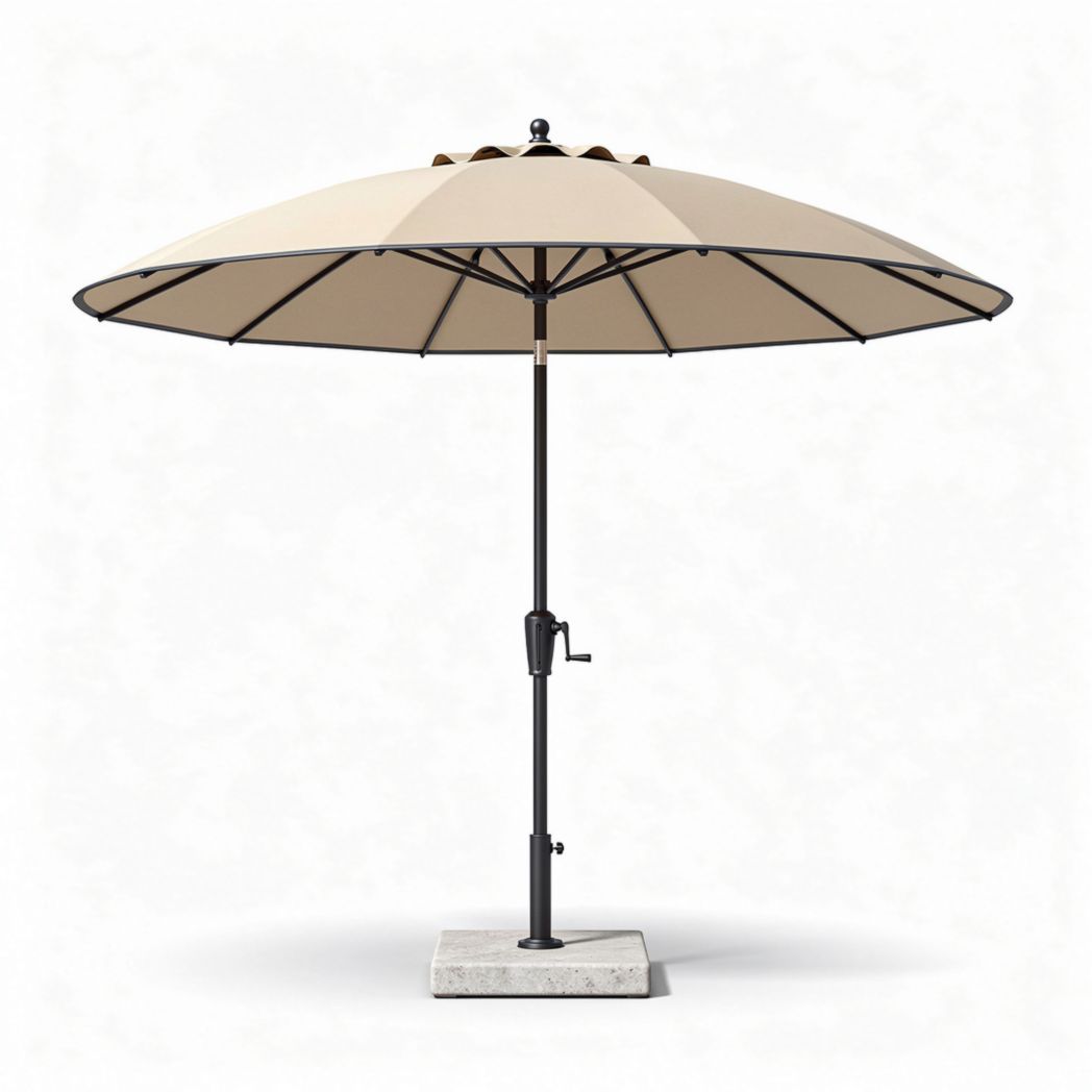 Parasol met zwarte aluminium stok en beige doek 250 x 250 x 250 cm
