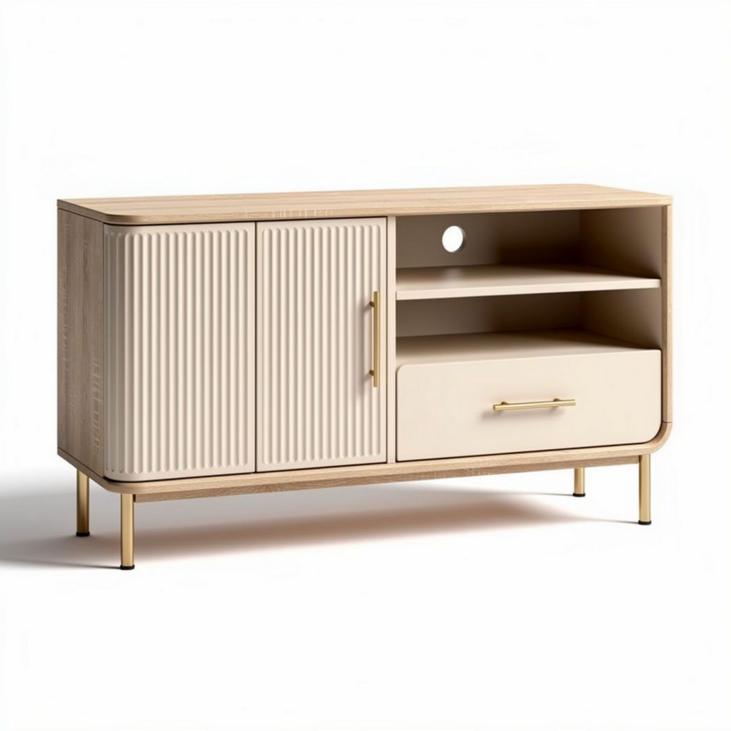 Houten tv-meubel met opslagruimte in naturel kleur 100 x 40 x 70cm
