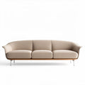Zithoekbank in beige stof met houten onderstel 200 x 90 x 80cm