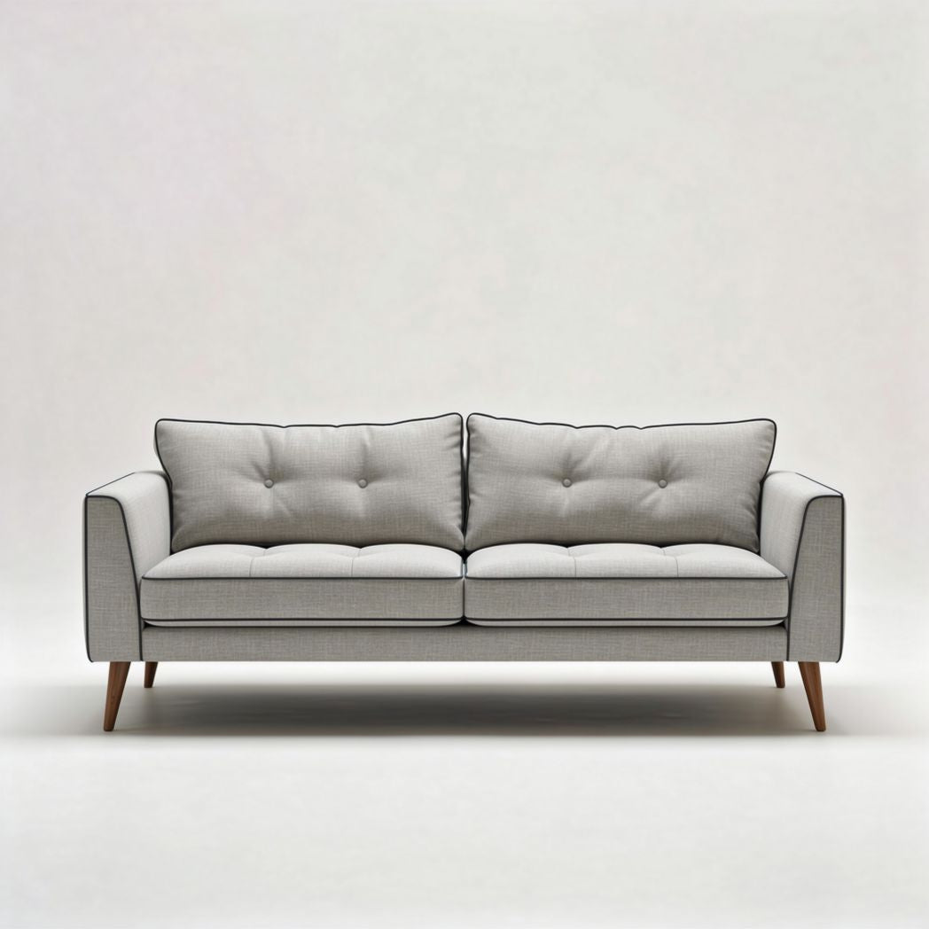 Grijs stoffen bankstel voorwoonkamer 180 x 85 x 75cm met houten poten